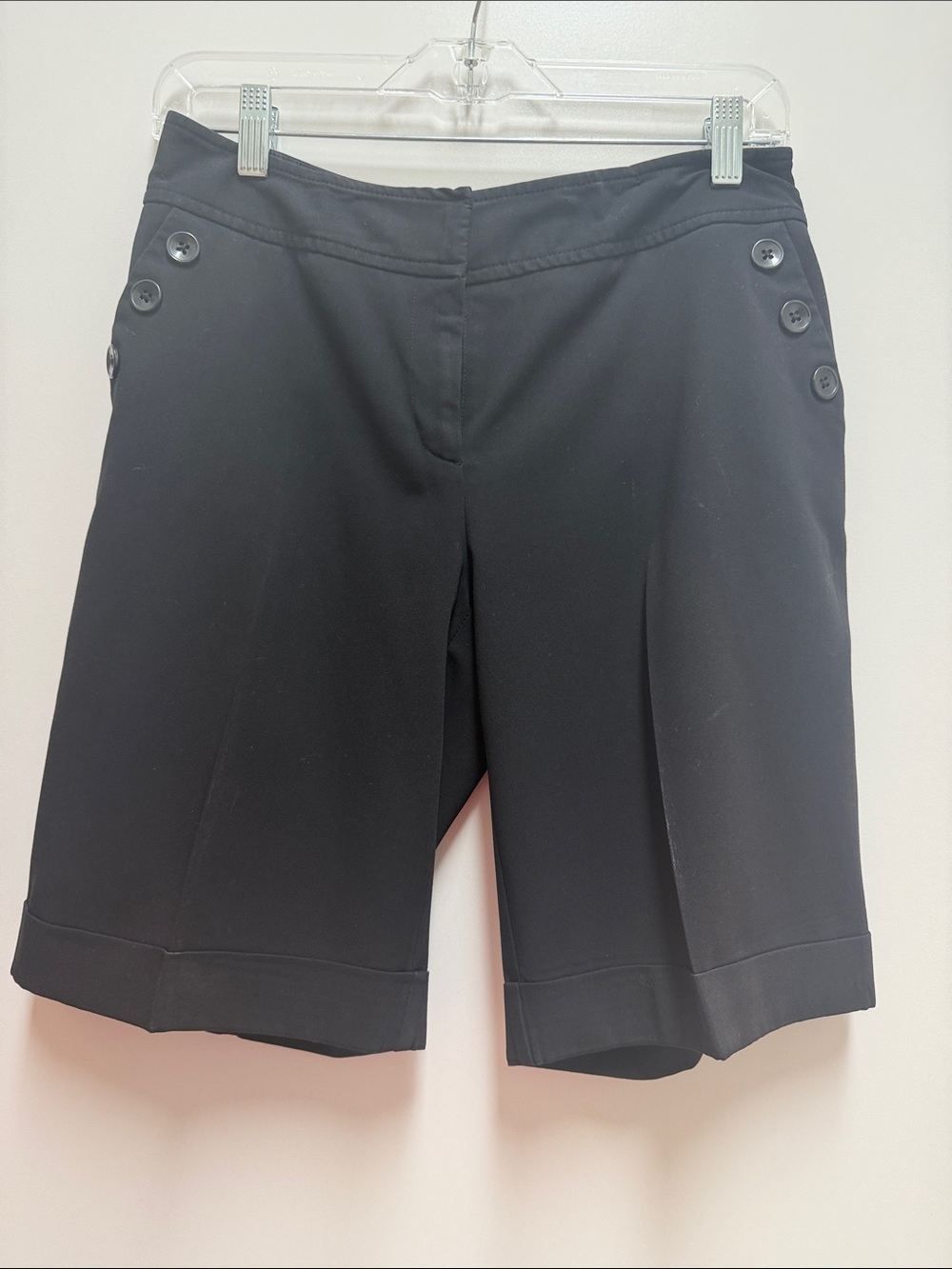 Apt. 9 Black Tailored Bermuda Shorts with Button Detail